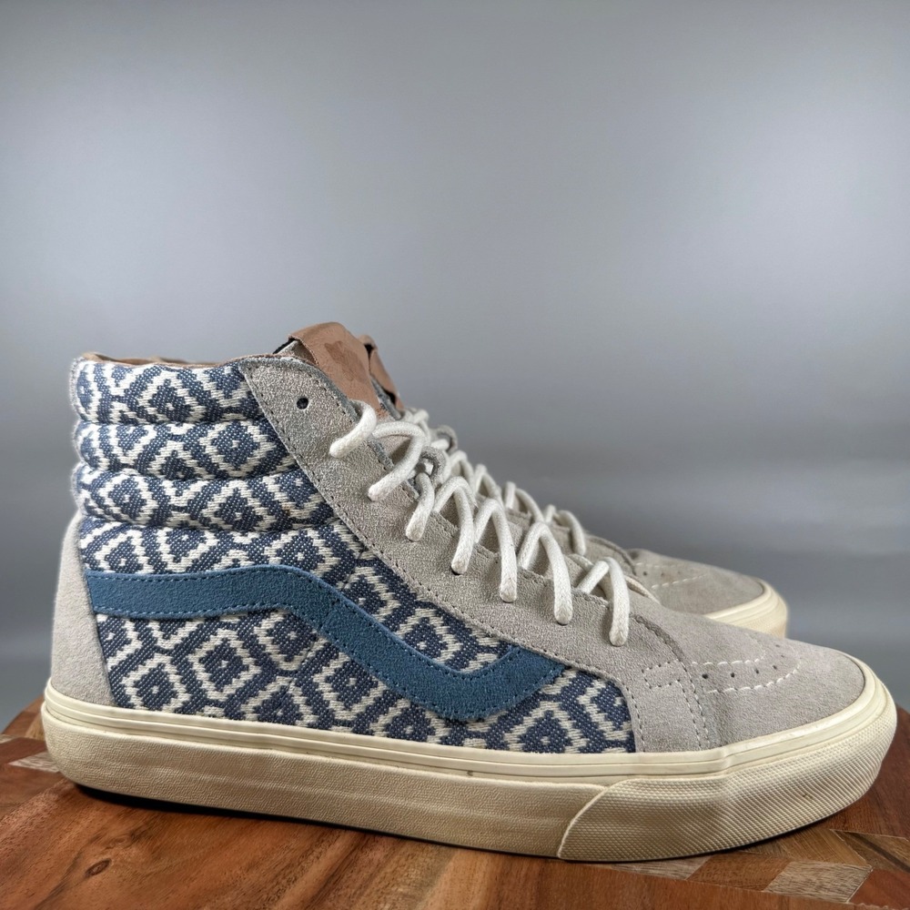 Vans Sk8-Hi California Italian Weave Blue Grey Geometric Suede Sneakers Men 9